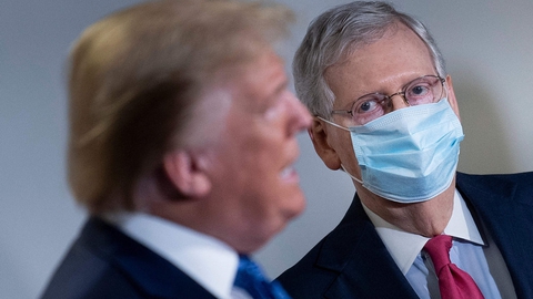 Trump og McConnell har flere gange været på kant med hinanden. Men skulle Trump vinde sit partis nominering i 2024, så har han toprepublikanerens opbakning. (Arkivfoto)