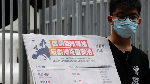 Joshua Wong er stor modstander af en ny national sikkerhedslov, der blev vedtaget af Beijing i maj. Kritikere frygter, at loven vil lægge voldsomme bånd på Hongkong. (Arkivfoto)