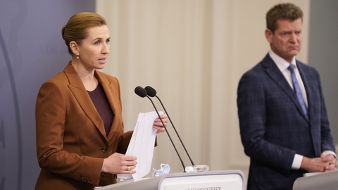 Statsminister Mette Frederiksen, på et pressemøde om covid-situationen i Statsministeriet tirsdag.