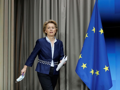 European Commission President Ursula Von Der Leyen is seen during a news conference following European summit in video conference format, in Brussels, Belgium June 19, 2020. (Foto: Pool/Reuters/Ritzau Scanpix)