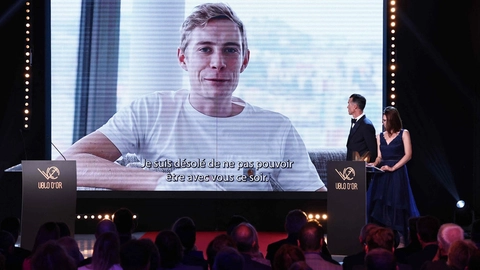 Jonas Vingegaard var igennem til ceremonien via videolink.