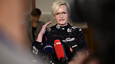 Børne- og undervisningsminister Pernille Rosenkrantz-Theil (S) på pressemøde.