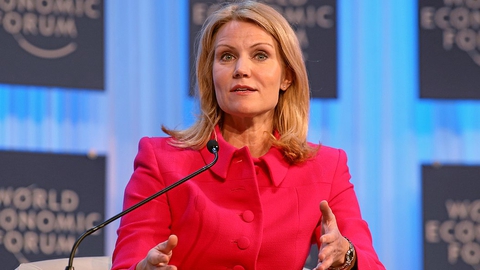 Helle Thorning-Schmidt taler ved World Economic Forum i Davos, Schweiz, i januar 2013.