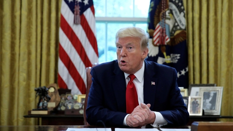 USA's præsident, Donald Trump, besvarer spørgsmål under et interview med nyhedsbureauet Reuters. Emnerne er Kina, coronavirus og det kommende præsidentvalg.