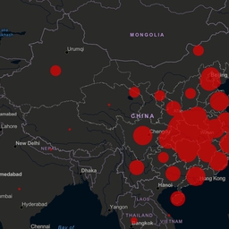 På et nyt interaktivt kort kan du følge med i coronavirussets udvikling i realtid. (Foto: Screenshot fra CSSE's hjemmeside)