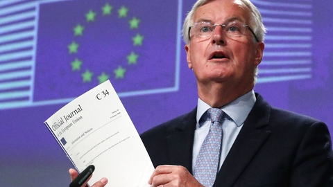 EUs Brexit negotiator Michel Barnier gives a news conference after Brexit negotiations, in Brussels on June 5, 2020. (Foto: Yves Herman/AFP/Ritzau Scanpix)
