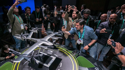 En model af det elektriske fly S-A1 blev vist frem til elektronikmessen CES i Las Vegas.