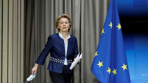 European Commission President Ursula Von Der Leyen is seen during a news conference following European summit in video conference format, in Brussels, Belgium June 19, 2020. (Foto: Pool/Reuters/Ritzau Scanpix)