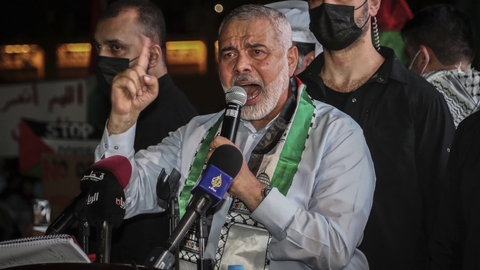 Ifølge Hamas' politiske leder, Ismail Haniyeh, vil den palæstinensiske modstandsbevægelse overholde aftalen om våbenhvile, hvis Israel gør det samme. (Arkivfoto)
