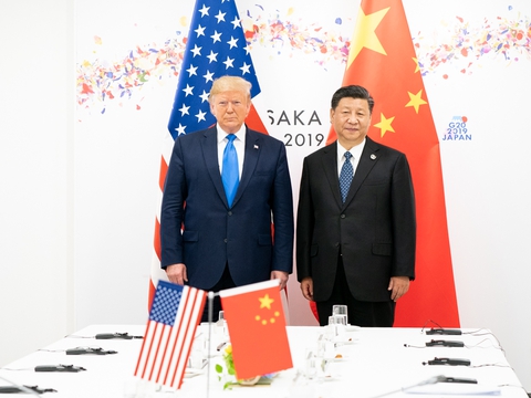 Den amerikanske præsident Donald Trump og den kinesiske leder Xi Jinping mødes ved G20-topmødet i Osaka, Japan i 2019. (Foto: Det Hvide Hus)