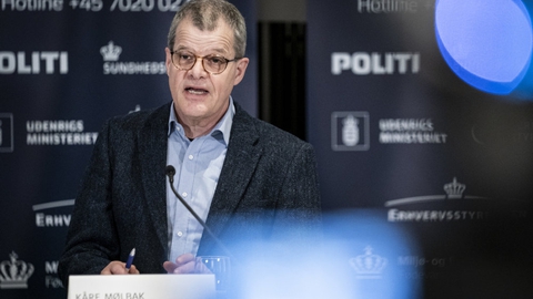 Kåre Mølbak, direktør i Statens Serum Institut, taler ved pressebriefing i Egtveds Pakhus, mandag den 20. april 2020.(Foto: Niels Christian Vilmann/Ritzau Scanpix)
