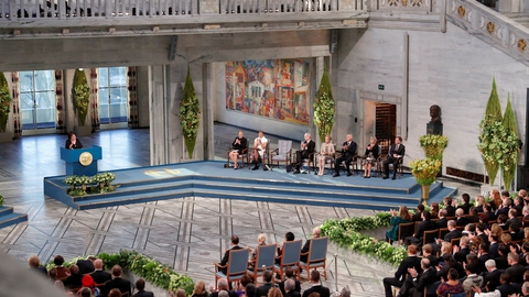 Der bliver ikke nogen ceremoni og overrækkelse af Nobels Fredspris på rådhuset i Oslo i december i år, som der plejer. Det skyldes coronarestriktionerne, som "i praksis gør det umuligt" oplyser Nobelkomitéen. (Arkivfoto).